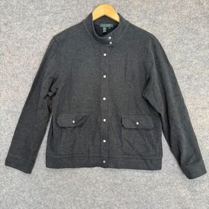 Lauren Ralph Lauren Military Shirt Jacket Shacket Women XL Snap Chore Knit Lined